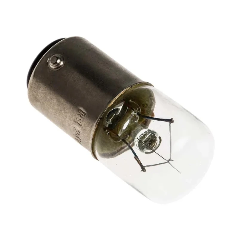 RS PRO Tubular Clear Indicator Light 24V AC 5W 200mA BA15D Base 16mm Diameter 35mm Length 1000h Lifespan BA15D