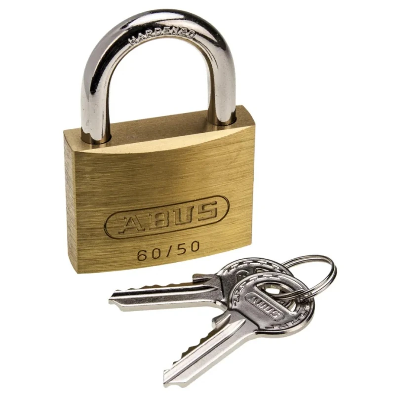 ABUS Keyed Steel Brass Padlock Weatherproof 8 mm Shackle, 50 mm Body XR0060 50KA1