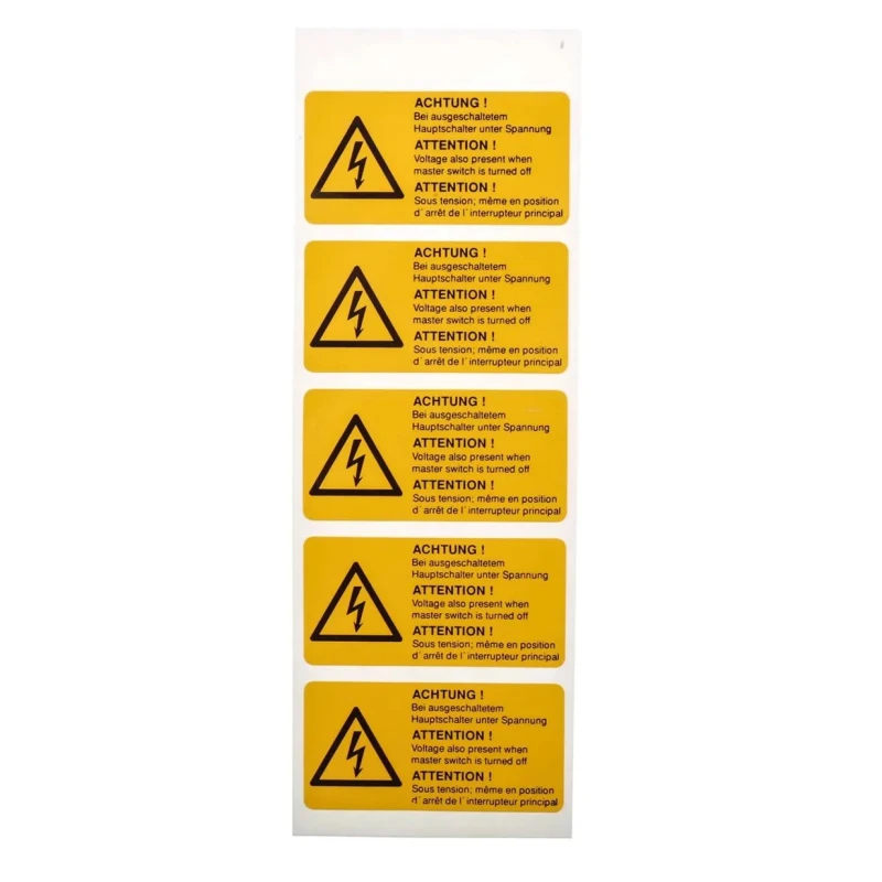 Idento Yellow Polyvinyl Chloride Safety Label même en position d'arrêt de l'interrupteur principal, ACHTUNG! Bei ESSW19052