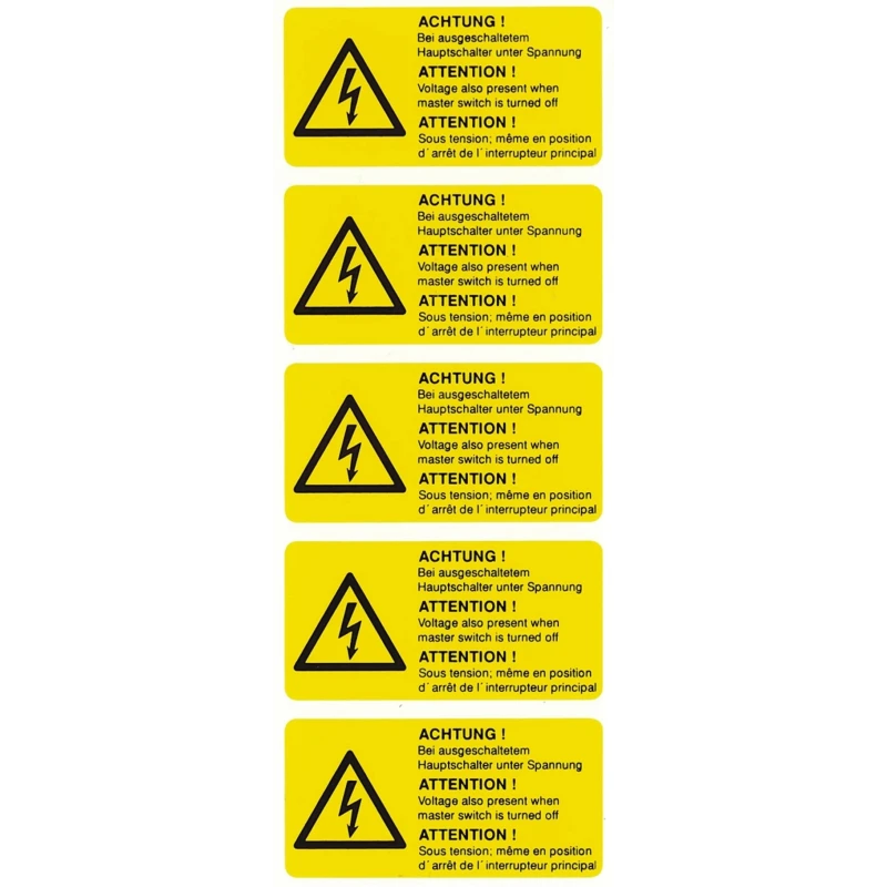 Idento Yellow Polyvinyl Chloride Safety Label même en position d'arrêt de l'interrupteur principal, ACHTUNG! Bei ESSW19052