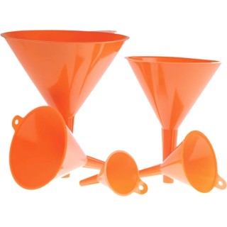 RS PRO Polypropylene Funnel Set of 5 Sizes 60 mm to 140 mm Orange 263-2637