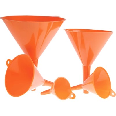 RS PRO Polypropylene Funnel Set of 5 Sizes 60 mm to 140 mm Orange 263-2637