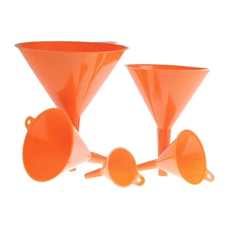 RS PRO Polypropylene Funnel Set of 5 Sizes 60 mm to 140 mm Orange 263-2637