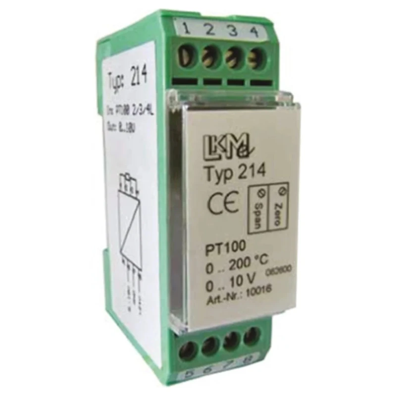 LKMelectronic Temperature Transmitter PT100 Input 0 to 10 V Output 35V Supply LKM 214/3