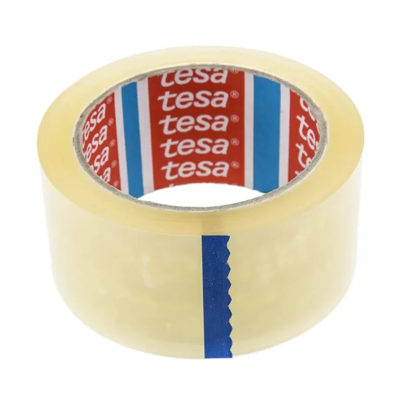 Tesa Transparent 4024 Packing Tape, 50mm Width, 66m Length, Acrylic Adhesive, Polypropylene Film Backing 04024-00234-04
