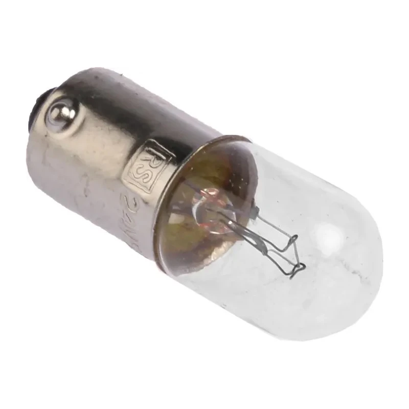 RS PRO BA9S Clear Indicator Light 24V 1.2W 50mA 5000h Lifespan T10 Lamp Designation BA9S Base 10mm Diameter 28mm Length BA9S