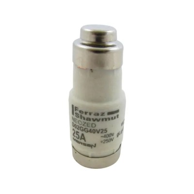 Mersen Neozed Fuse 25A 400V AC D02 Ceramic Body Breaking Capacity 50kA W213160 / D02GG40V25