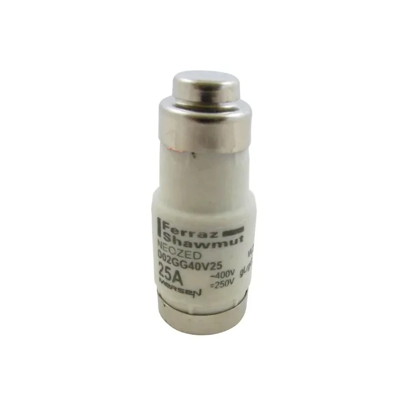 Mersen Neozed Fuse 25A 400V AC D02 Ceramic Body Breaking Capacity 50kA W213160 / D02GG40V25