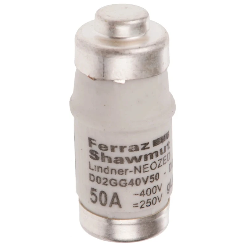 Mersen 50A 400V AC Ceramic D02 Neozed Fuse with 50kA Breaking Capacity D215191 / D02GG40V50