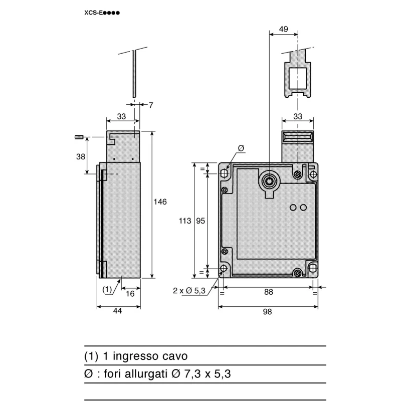 Telemecanique Sensors XCS-E Series Solenoid Interlock Switch with Power to Lock Actuator XCSE5512