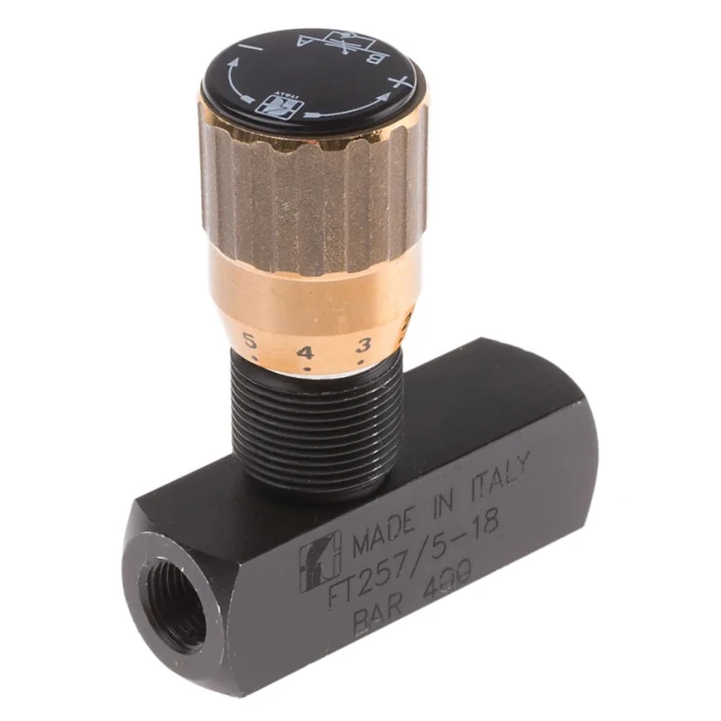 RS PRO In Line Mount Hydraulic Flow Control Valve G 1/8 in 6.2L/min Steel Body Nitrile Rubber Seals 390-7724