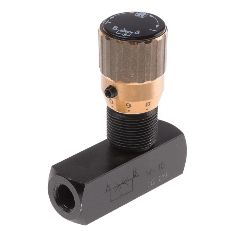 RS PRO In Line Mount Hydraulic Flow Control Valve G 1/8 in 6.2L/min Steel Body Nitrile Rubber Seals 390-7724