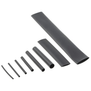 RS PRO TE Connectivity Heat Shrink Tubing Black Flame Retardant Polyolefin 2:1 Ratio RNF-100-KIT-BLACK