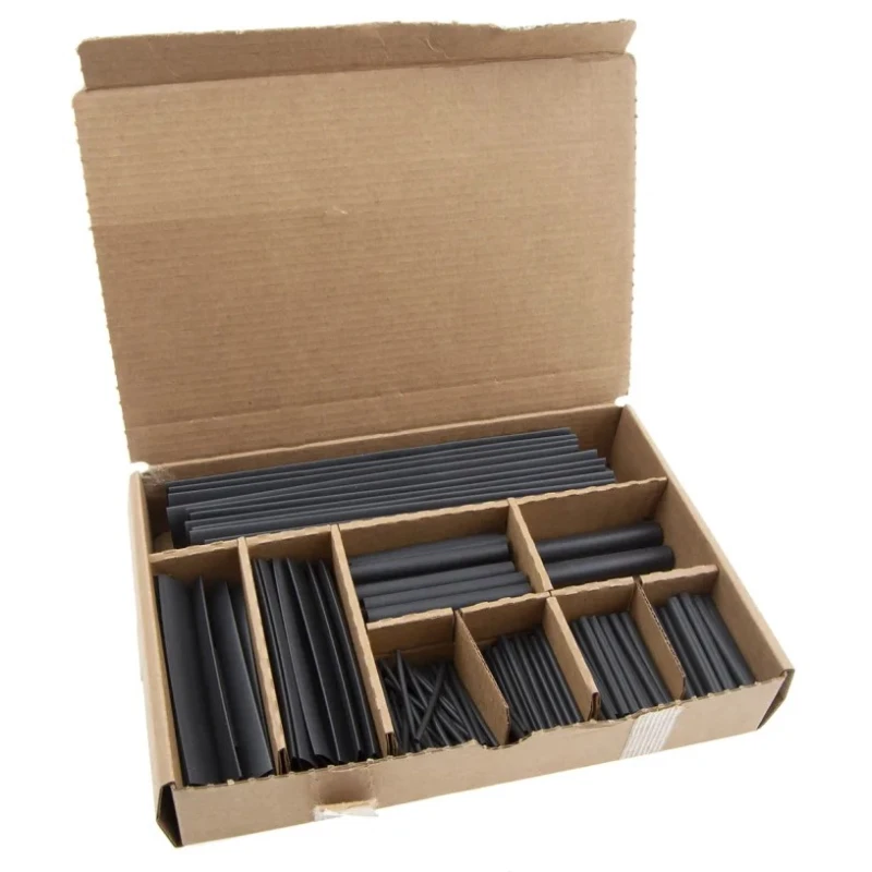 RS PRO TE Connectivity Heat Shrink Tubing Black Flame Retardant Polyolefin 2:1 Ratio RNF-100-KIT-BLACK