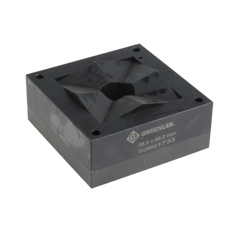 Greenlee Punch & Die Set, Hydraulic Operation, 68 x 68 mm Square Hole, Mild Steel 3 mm, Stainless Steel 1.5 mm 50601717