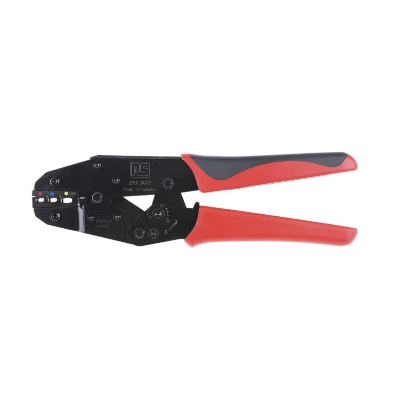 RS PRO Ratchet Crimp Tool for Insulated DIN Terminals Red, Yellow, Blue 399-2019