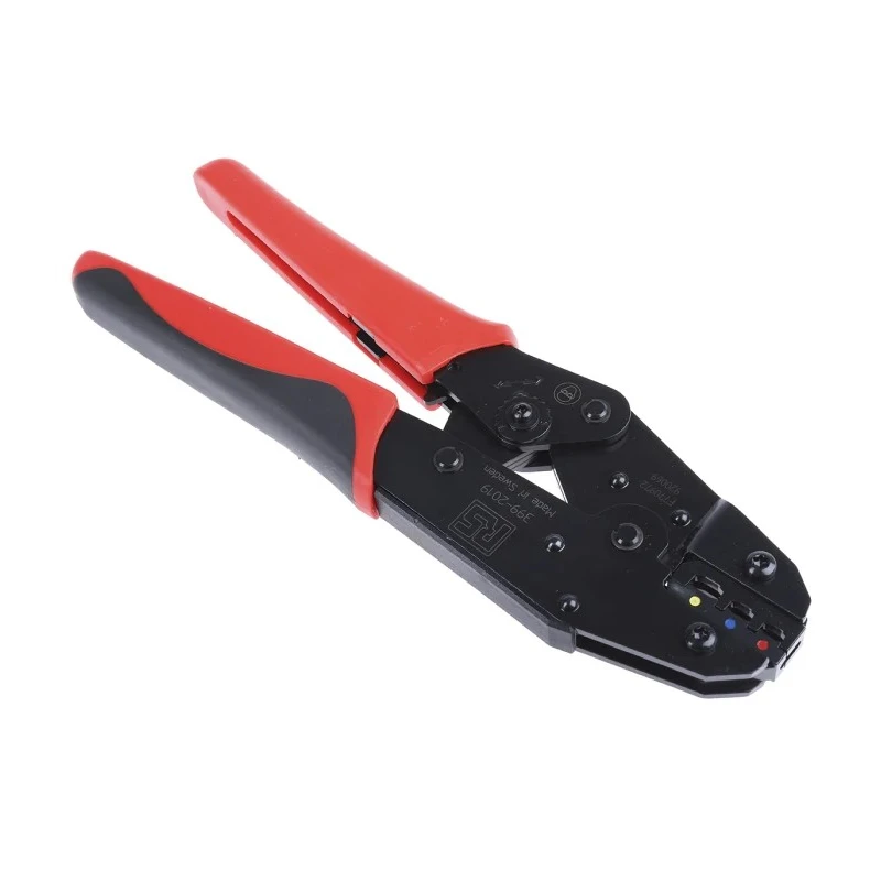 RS PRO Ratchet Crimp Tool for Insulated DIN Terminals Red, Yellow, Blue 399-2019