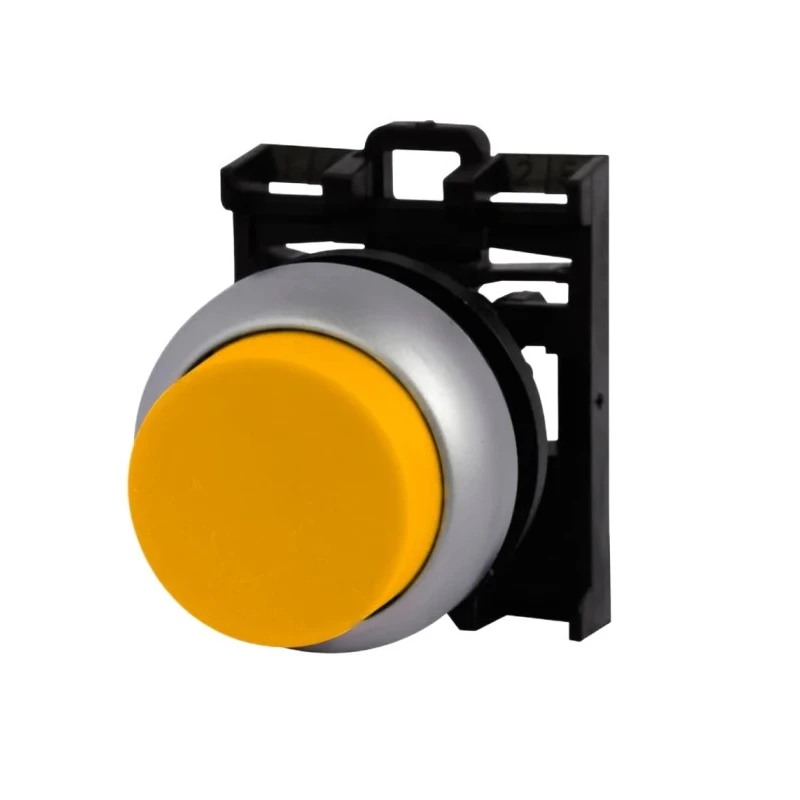 Eaton RMQ Titan M22 Series Yellow Momentary Push Button Head, 22 mm Cutout, IP69K 78635793 M22-DH-Y+M22-A
