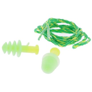 Honeywell Safety Reusable Corded Ear Plugs Green, Yellow Elastomer Material 28dB SNR 1011281