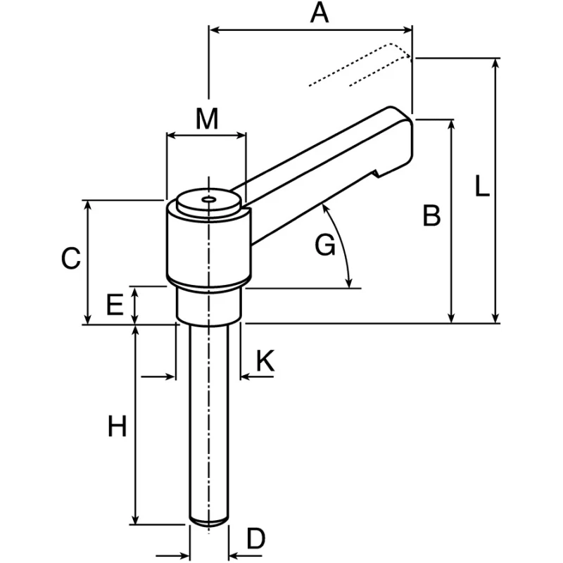 Rose+Krieger Zinc Galvanised Steel Clamp Lever M10 Thread Size 60mm Thread Length 95mm Handle Length RK 90244