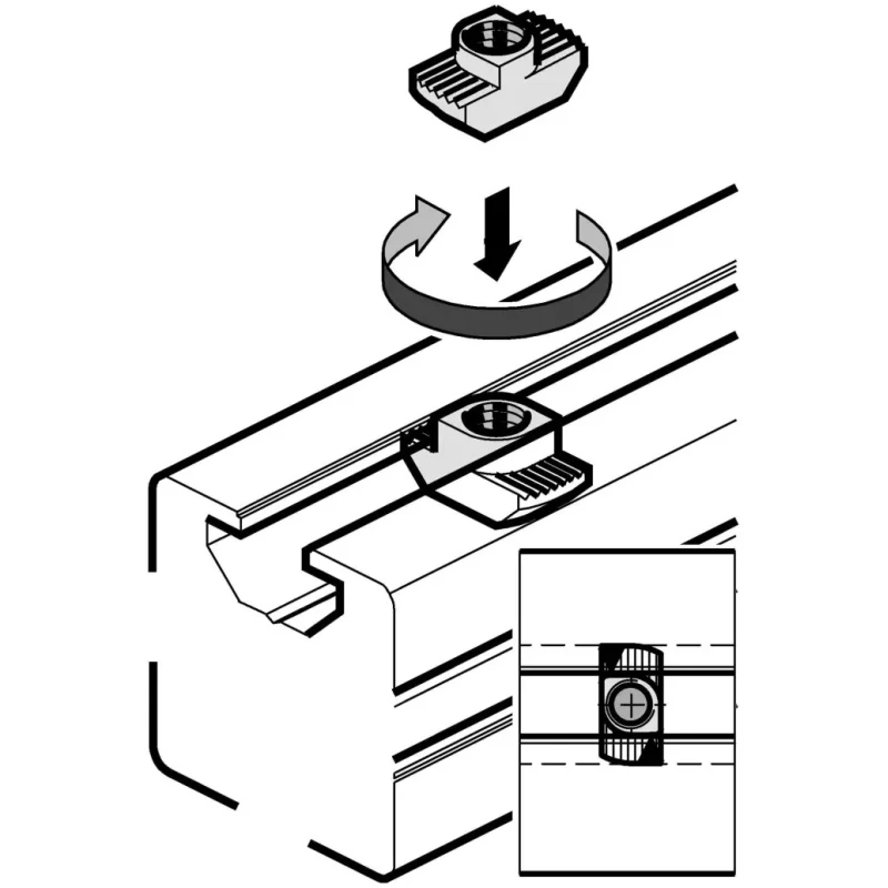 RS PRO M5 T-Slot Nut Connecting Component, Strut Profile 30 mm, Groove Size 8 mm, Compatible with Round Tube Size 3842501752