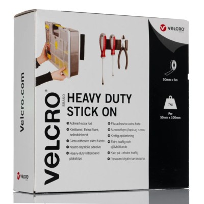 Velcro Black Heavy Duty Hook & Loop Tape 50mm Width x 5m Length Polyamide Material EC60243