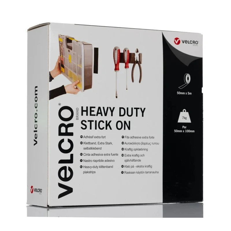 Velcro Black Heavy Duty Hook & Loop Tape 50mm Width x 5m Length Polyamide Material EC60243