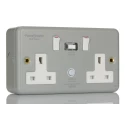 Powerbreaker PowerBreaker H 13A Dual Pole 2 Gang Passive RCD Socket with Flame Retardant Casing Surface Switched K22MPAPN