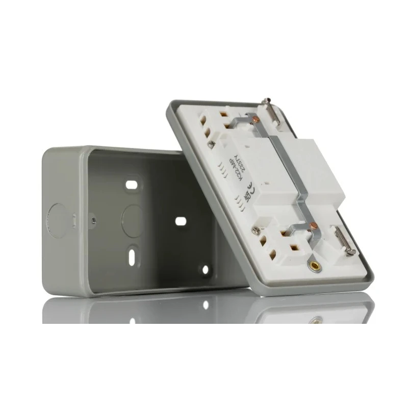 Powerbreaker PowerBreaker H 13A Dual Pole 2 Gang Passive RCD Socket with Flame Retardant Casing Surface Switched K22MPAPN