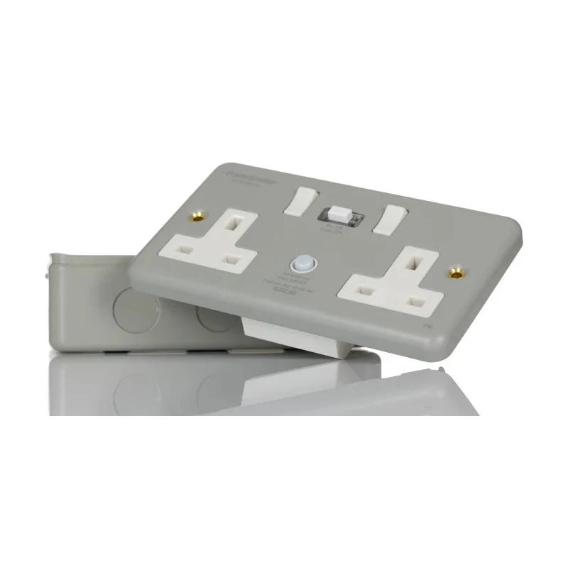 Powerbreaker PowerBreaker H 13A Dual Pole 2 Gang Passive RCD Socket with Flame Retardant Casing Surface Switched K22MPAPN