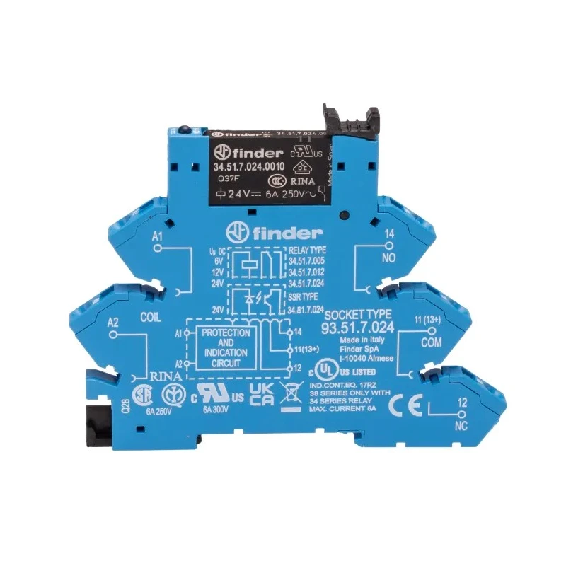 Finder 38 Series Interface Relay, DIN Rail Mount, 24V DC Coil, SPDT Contact, 10.4mA Coil Current 38.61.7.024.0050