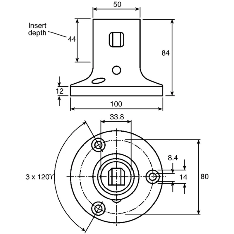Rose+Krieger Base Clamp M8 Thread Polyamide-GF and Aluminium Magnesium Silicon Alloy Germany 13403427025