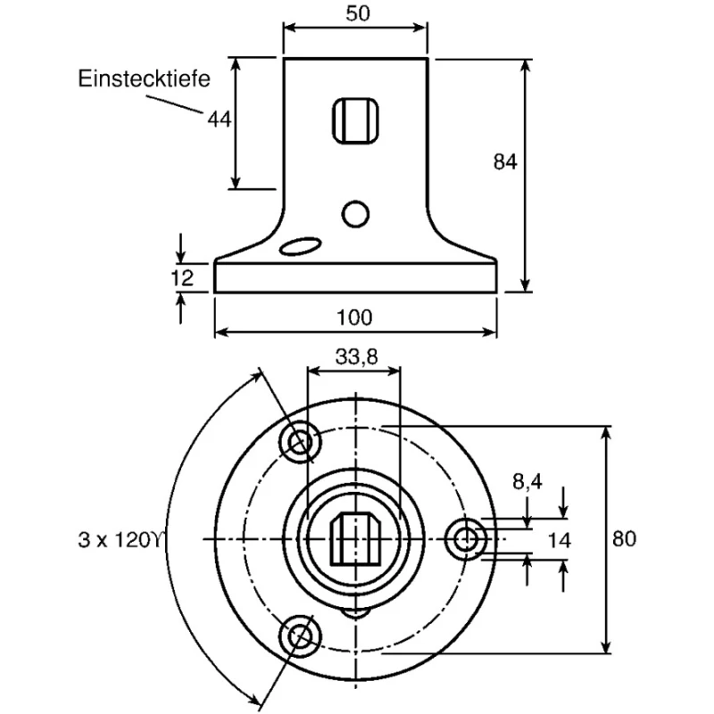 Rose+Krieger Base Clamp M8 Thread Polyamide-GF and Aluminium Magnesium Silicon Alloy Germany 13403427025