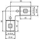 Rose+Krieger 90° Connector Connecting Component Strut Profile 40 mm Round Tube Size 40 mm 11403421025