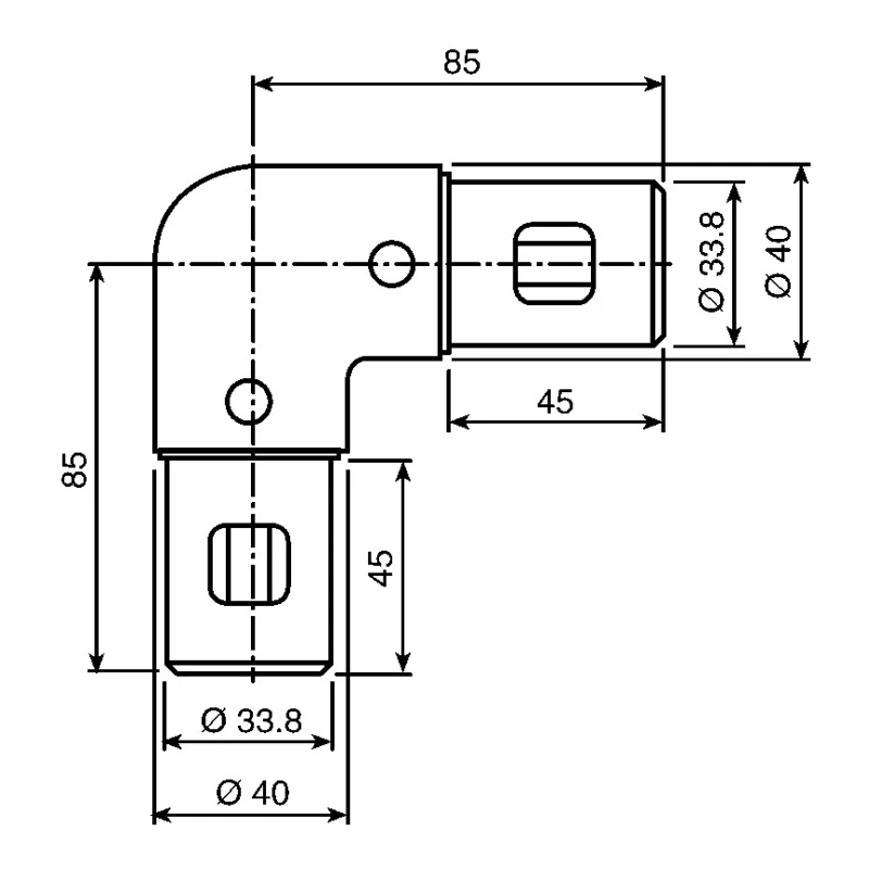 Rose+Krieger 90° Connector Connecting Component Strut Profile 40 mm Round Tube Size 40 mm 11403421025