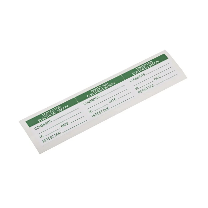 RS PRO Pre-Printed Adhesive Label 70mm x 38mm, Green on White, TESTED for ELECTRICAL SAFETY, Pack of 30 445-4085