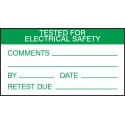 RS PRO Pre-Printed Adhesive Label 70mm x 38mm, Green on White, TESTED for ELECTRICAL SAFETY, Pack of 30 445-4085