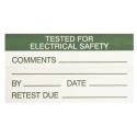 RS PRO Pre-Printed Adhesive Label 70mm x 38mm, Green on White, TESTED for ELECTRICAL SAFETY, Pack of 30 445-4085