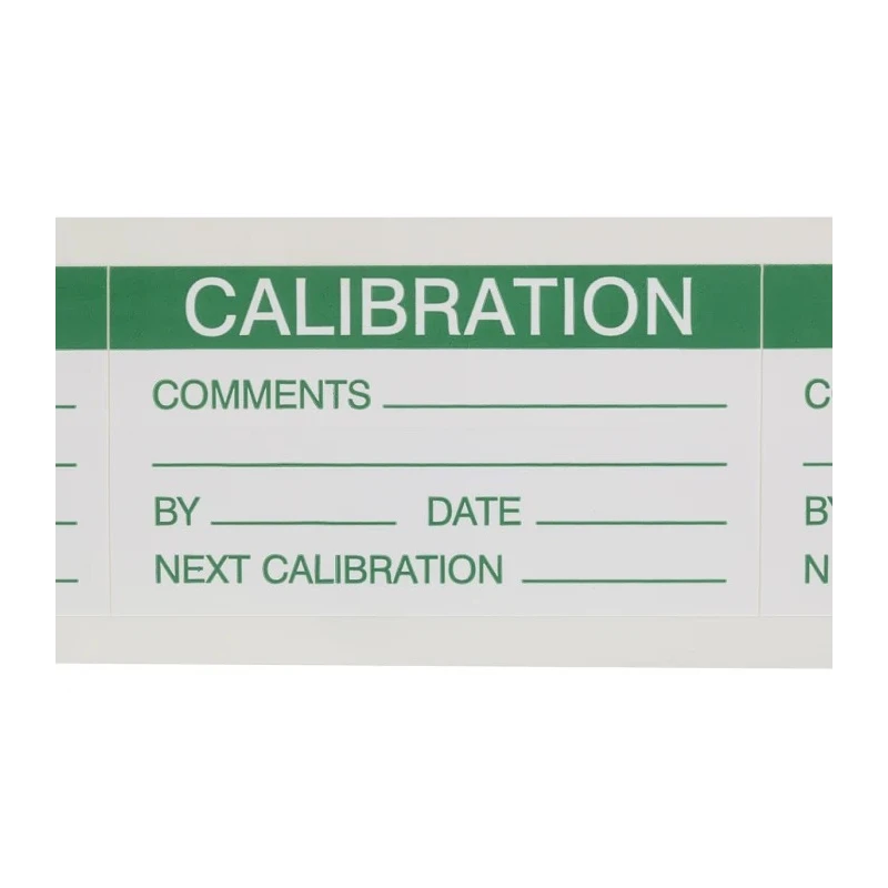 RS PRO Pre-Printed Adhesive Label Green Text on White Calibration 70mm x 38mm 30 Per Pack 445-4108