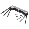 RS PRO 9 Piece Folding Imperial Hex Key Set, Hex Size 0.05 to 3/32 in, Zinc Plated Steel 451-9003