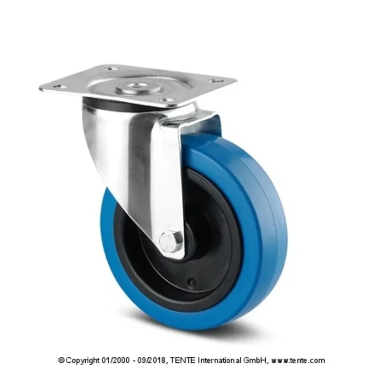 Tente Swivel Castor Wheel 100 mm Diameter, 150 kg Load Capacity, Rubber Tread, Roller Bearing 902202