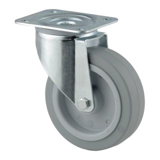 Tente Swivel Castor, 400 kg Load Capacity, 200 mm Rubber Wheel, 240 mm Overall Height, Roller Bearing Hub 3670UFX200P63