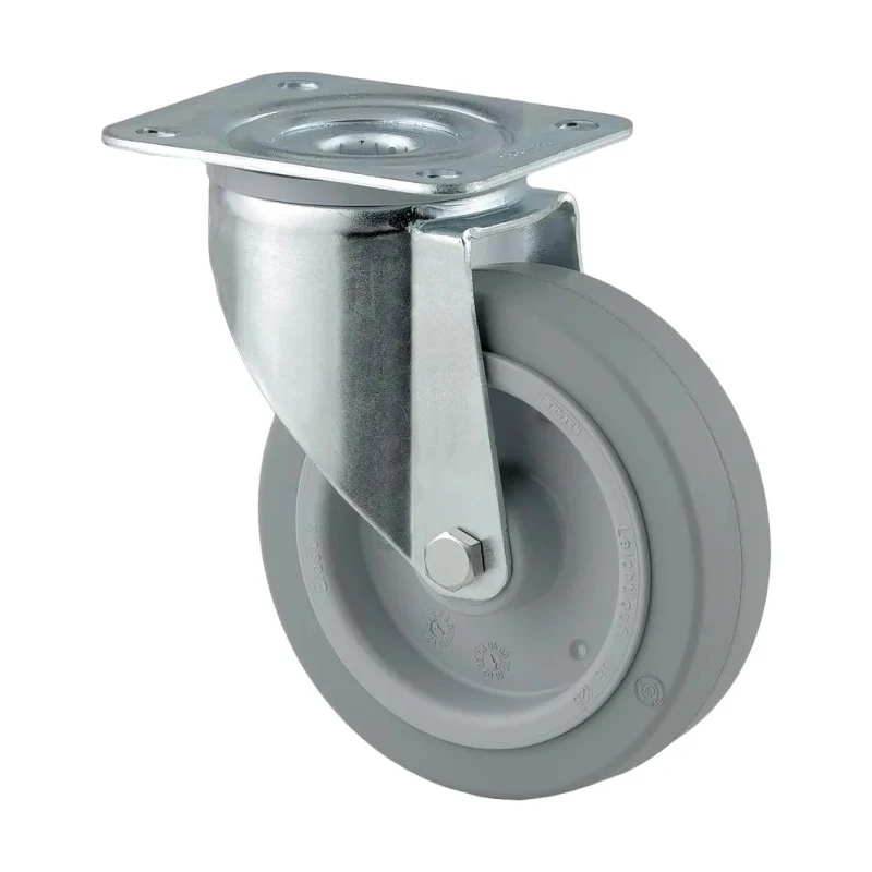 Tente Swivel Castor, 400 kg Load Capacity, 200 mm Rubber Wheel, 240 mm Overall Height, Roller Bearing Hub 3670UFX200P63