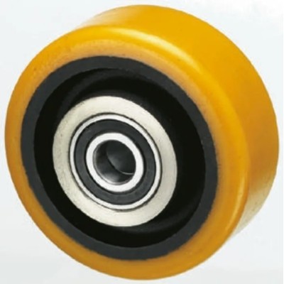 Tente Yellow Polyurethane Trolley Wheel, 750 kg Load Capacity, 160mm Diameter, 50mm Width, Cast Iron Hub, Ball FTP160/50X20