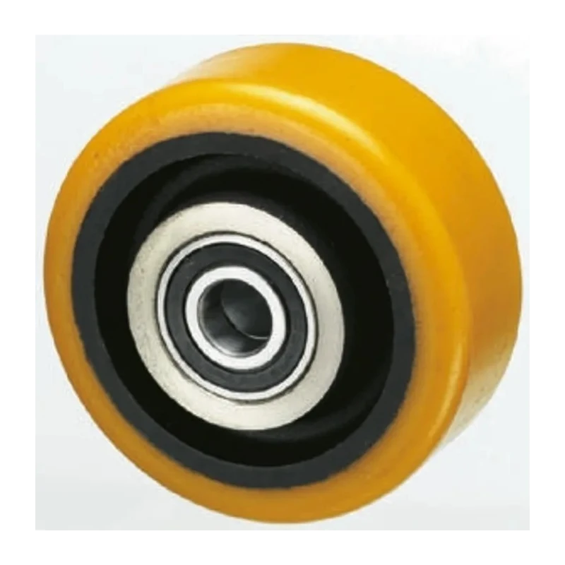 Tente Yellow Polyurethane Trolley Wheel, 750 kg Load Capacity, 160mm Diameter, 50mm Width, Cast Iron Hub, Ball FTP160/50X20