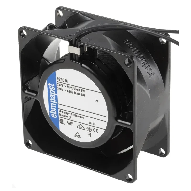 ebm-papst 8000 N Series Axial Fan, 230V AC, 9W, 30 m³/h Airflow, IP65 Protection, 80x80x38 mm 