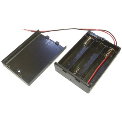 Aiko Denshi AA Battery Holder Coil Spring with ON/OFF Switch 3 Cells ABS Body SBH-331AS