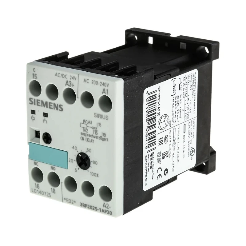 Siemens 3RP2005 Series DIN Rail Timer Relay, 1-Contact, SPDT, 24 V dc 110 V ac 24 V ac 240 V ac, 0.05 to 100 h 3RP2025-1AP30