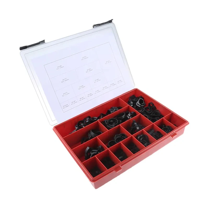 RS PRO 200 Piece Nylon Hose Clip Kit Corrosion Resistant Plastic Clips Sizes 5.6mm to 30.4mm 473-0963