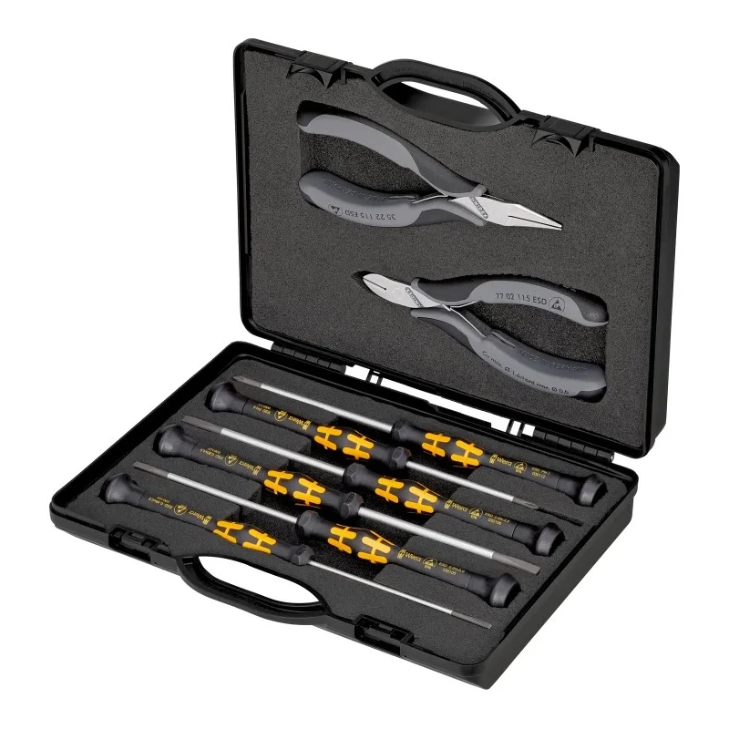 Knipex 8 Piece Electronics Tool Case with Case 00 20 18 ESD